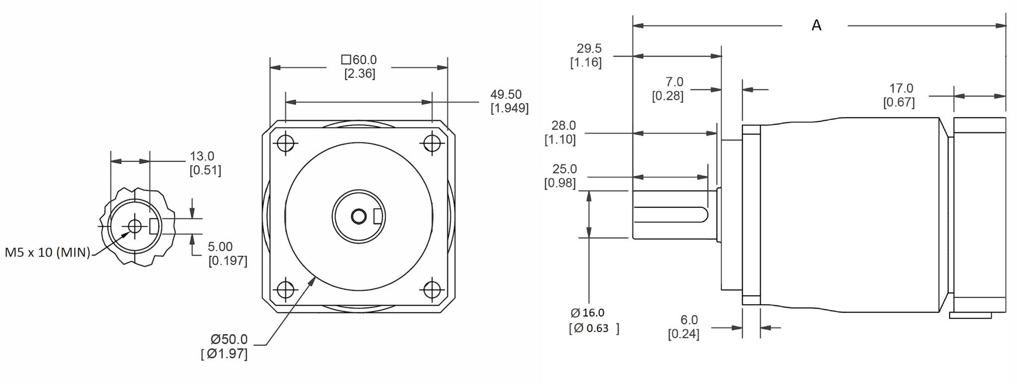 HST23 BLDC Brushless DC 12-48 Vdc Motors (NEMA 23 2.3 inch, 2.3 diameter  BLDC Motors)